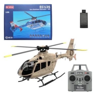 Imagen de Meiurlex C123 helicóptero teledirigido con giroscopio de 6 ejes, escala 1/36, 2,4 G, canales, ruedas 3D, un botón despegue/aterrizaje, juguete avión militar RTF para adultos