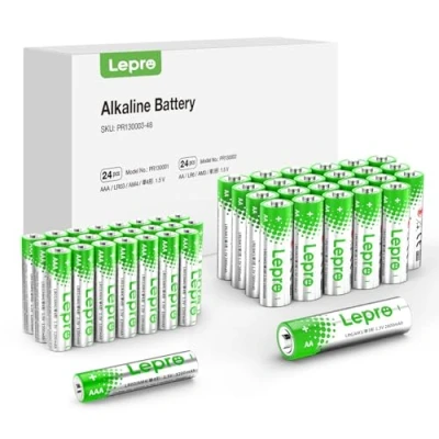 Imagen de Lepro Pilas Alcalinas AA+AAA, Pack de 48 Pilas(24AA+24AAA) 1,5 voltios 1200mAh LR03 MN2400, Energía Larga Duración, Anti Fuga, Ideal para Dispositivos Uso Diario