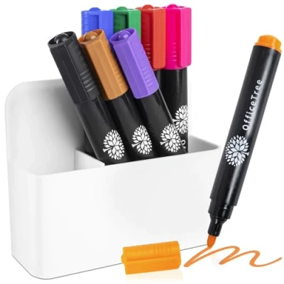Imagen de OfficeTree Portaboligrafos Magnetico incl. 8 Rotulador Pizarra Blanca Soporte Rotuladores Porta Boligrafos Magnético Portalapices para Borrador
