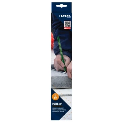 Imagen de LYRA 3485002 L4313101, Steinhauerstift 331® ovalado, 30 cm de largo, diseño profesional, ideal para Marcas piedra/hormigón, 12 unidades