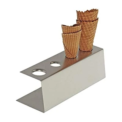 Imagen de Aps 11881 Soporte para cucuruchos de Helado Acero Inoxidable Pulido Mate con pies Antideslizantes, 4 Agujeros (2 x Ø 31 mm, 2 26 mm), 9,5 27,5 9 cm