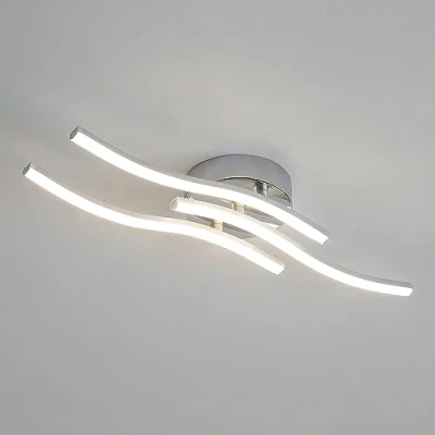 Imagen de Comely Lámpara de Techo LED Moderna, 18W 3 Diseño Curvo Plateado Luz neutra 4500K, Elegante Iluminación para Comedor, Dormitorio, Pasillo