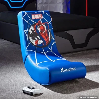 Imagen de X Rocker Silla mecedora de video oficial Marvel Spider Man para jóvenes, asiento mecedor plegable con licencia Spiderman, juegos consola piel sintética niños