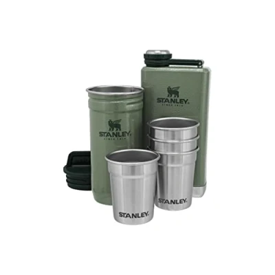 Imagen de Stanley Adventure Pre Party Vasos de Chupito + Petaca Set Hammertone Green Acero Inoxidable Sin BPA regalo Apto Para Lavavajillas