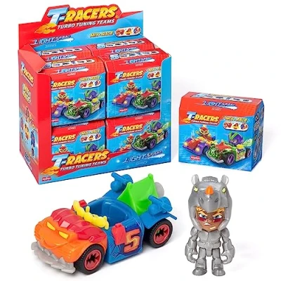 Imagen de T Racers Serie Light Speed Colección Completa de la Coches y Pilotos Sorpresa coleccionables. Desmontables por Partes con Piezas Intercambiables