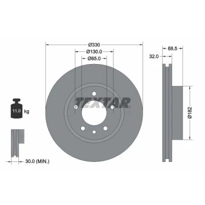 Imagen de TEXTAR PRO+ 92121505 Disco de freno PORSCHE: Cayenne, VOLKSWAGEN: Touareg I, II