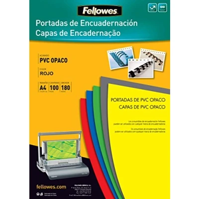 Imagen de Fellowes 5100201 Portadas para encuadernar de PVC opaco, A4, rojo