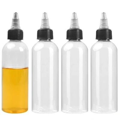 Imagen de Wisebom 4 Pack Biberon Salsas con Tapas de Rosca y Etiqueta autoadhesiva, 100ml Dispensador Botellas Plástico para Condimentos Ketchup Mostaza Vinagre Salsa Aceite Libre BPA