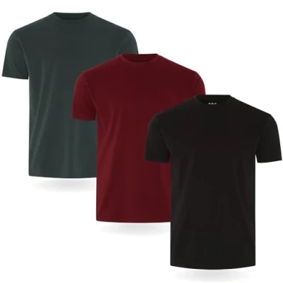 Imagen de FM London Camiseta (paquete de 3/5) para hombre, Negro, Burdeos, Verde (Pack 3 ), XL