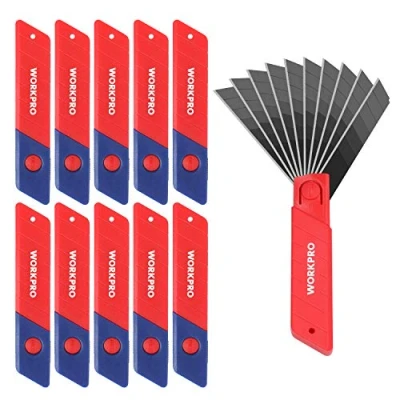 Imagen de WORKPRO Juego de Cuchillas Cutter, 100 Piezas Hojas para Cuter Profesional a Presión 8 Segmentos, Repuesto SK5, 0,5 mm Grosor y 18 Ancho con Caja