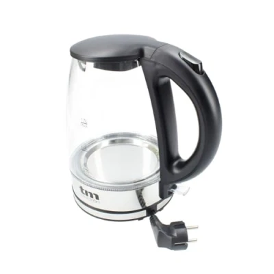 Imagen de TM Electron TMPKT014 hervidor de agua eléctrico 1,4 litros capacidad, 2200W, fabricado en vidrio borosilicato y acero, termostato Strix, luz LED azul el interior, base 360º