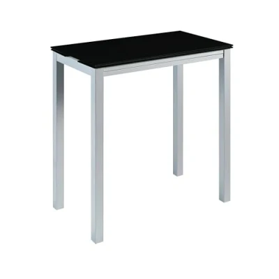 Imagen de MOMMA HOME Mesa de Cocina Extensible Modelo Londres Alta Color Negro/Plata Material Cristal Templado/Metal Medidas 95 x 55/95 cm