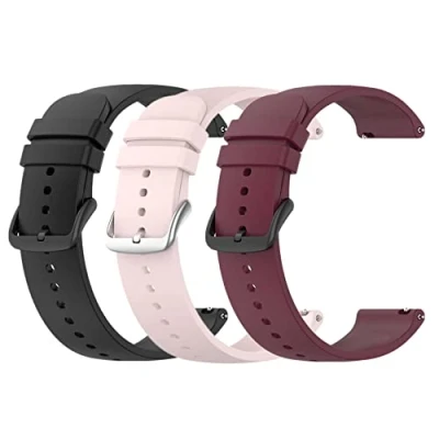 Imagen de WEINISITE 20mm Correa para Garmin Vivoactive 3/Venu/Vivomove 3/Vivomove HR/Forerunner 245/Forerunner 645 Music Silicona Repuesto Pulsera (Negro + rojo rosa)