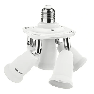 Imagen de DiCUNO 5 en 1 E27 Adaptador de enchufe, Bombillas LED portalámparas, Normal convertir encufe del lámpara araña con 360 Grados flexión ajustable 180 Grado