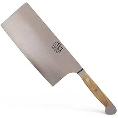 Imagen de Güde Solingen cuchillo de cocinaero chino forjado, 18 cm, madera olivo, ALPHA OLIVE cocina, doble virola, Hecho a mano en Alemania