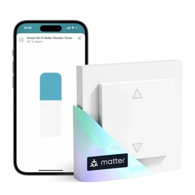 Imagen de Meross Matter Interruptor WiFi Persianas Compatible con Apple HomeKit, Alexa y Google Assistant, Cortinas Inteligentes Domóticas (Requiere Cable Neutro)