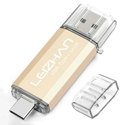 Imagen de LEIZHAN Memoria USB Tipo C 64GB,Flash Drive 3.0 OTG Oro para Samsung S9,Huawei,Portátil,Teléfono y Otras Dispositivos o Dorado