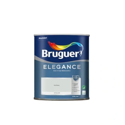 Imagen de BRUGUER Elegance Pintura Monocapa Extra Mate para Paredes y Techos, Interior Exterior protegidos, Ultra Lavable, Resistente al Desgaste Manchas, Con conservante Antimoho, Gris Brisa 750 ml