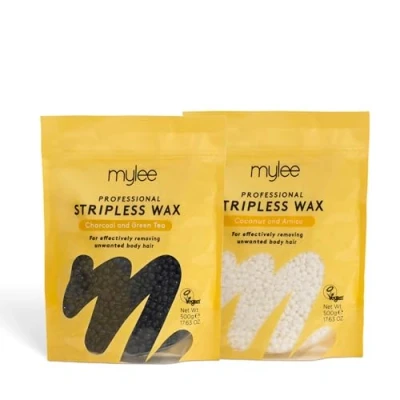 Imagen de Mylee Professional Perlas de Cera Depilatoria 500g, Bolitas para Usar Sin Bandas, Dolor Cuerpo, Cara e Ingles (Coco y Árnica + Carbón Té Verde)