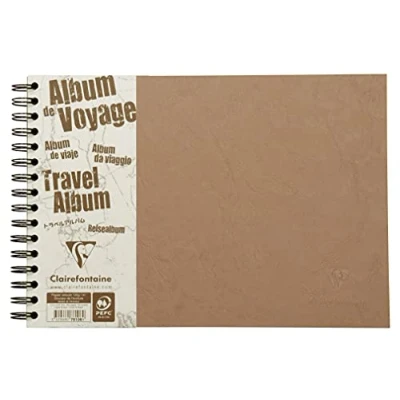 Imagen de Clairefontaine 781061 C , Álbum de viaje, A4 horizontal Age Bag, con rayas, 40 bla, color marrón liniert