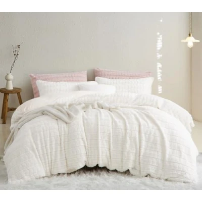 Imagen de Lanqinglv Ropa de Cama Felpa 135 x 200 cm, Pelo sintético Blanco, mullida, Invierno, cálida y acogedora, Franela Forro Polar, Tacto Cachemira, Funda nórdica con Cremallera
