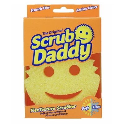 Imagen de Scrub Daddy Original Esponja Daddy, Estropajo Cara Sonriente Limpieza Anti Rayaduras, Lavable Antibacteriana y Reutilizable para Cocina Baño, con Tecnología Flextexture Amarillo