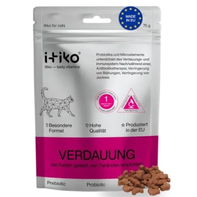 Imagen de Itiko Snacks Digestivos para Gatos Golosinas Probióticas Promueve la Digestión Alternativa a Arcilla Curativa Cáscara de Psyllium Suplemento Dietético Flora Intestinal