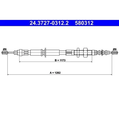 Imagen de ATE 24.3727 0312.2 Cable de Freno Mano 1262 CITROËN: Xantia Hatchback