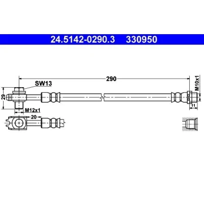 Imagen de ATE 24.5142 0290.3 Latiguillos de Freno 290 M10x1 VOLKSWAGEN: Passat B5 GP Berlina, Variant, Berlina