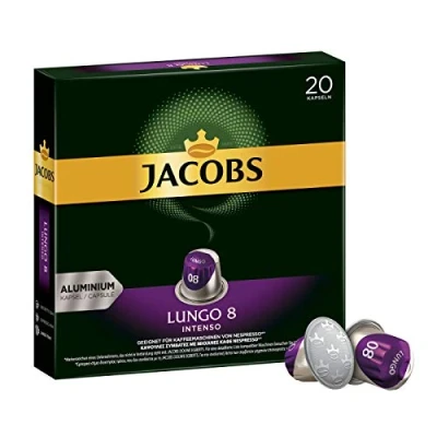 Imagen de Jacobs Lungo 8 Intenso, Cápsulas de Café, Compatible con NExpreso, 20 Cápsulas, c/u 5.2 g