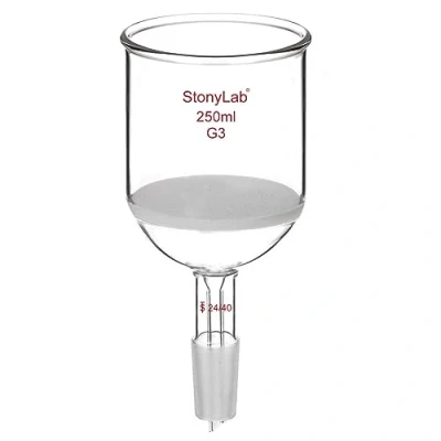Imagen de stonyLab Embudo de Filtración Buchner, Vidrio Borosilicato, con Disco Filtro Fino (G3) Y Junta Estándar Inferior 24/40, 250 ml