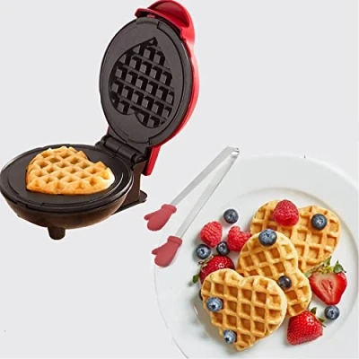 Imagen de Gutview mini gofrera,para gofres clásicos con revestimiento antiadherente para fiestas infantiles, celebraciones familiares, Pascua o Navidad, 550 W waffle maker
