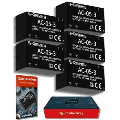 Imagen de AZDelivery 220V a 5V Mini Modulo Fuente de alimentacion Compatible con Raspberry Pi E Book Incluido!