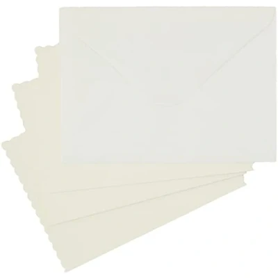 Imagen de Papermania Pack de Tarjetas festoneadas y Sobres (300 g/m², 12,7 x 17,78 cm, 12 Unidades), Color Crema