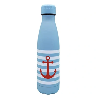 Imagen de NERTHUS FIH 901 Botella Doble Pared Diseño Ancla 500 ml Acero Inoxidable, Termo para Fríos y Calientes