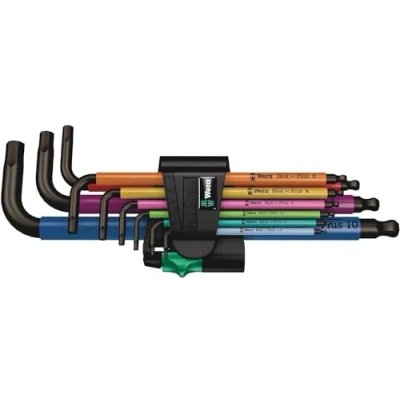 Imagen de Wera 05073593001 950 SPKL/9 SM N Multicolour Juego de Llaves acodadas métricas, BlackLaser, 9 Piezas, Set