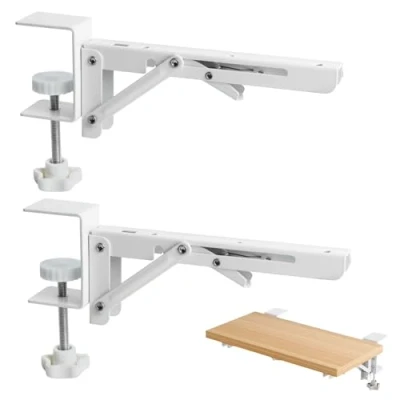 Imagen de xiruiubao Bandeja Teclado Bajo Mesa,Bandeja con Tornillos,Soporte Ordenador Sin Perforar y Fácil de Fijar,Soporte Ajustable,Ergonómica Soporte Pc Mesa,8 Pulgadas,2 Piezas