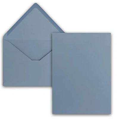 Imagen de FarbenFroh by GUSTAV NEUSER Juego de 25 tarjetas individuales con sobres DIN A6/C6 en azul grisáceo (azul), 14,8 x 10,5 cm, sin pliegue