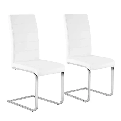 Imagen de WOLTU 2X Sillas de Comedor, Silla Ergonómica para Oficina y Casa, en Forma C con Respaldo Alto, Cocina Moderna Chic, Piel Sintética, Blanco, BH378ws 2