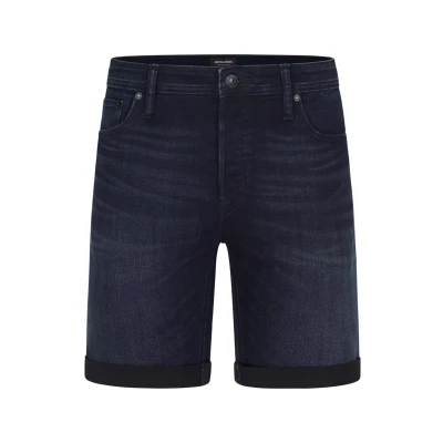 Imagen de JACK &amp; JONES JJIRICK Pantalones cortos elastizados para hombre, corte regular, bermudas de verano tela vaquera lisa en negro o azul, tallas S, M, L, XL, XXL, S