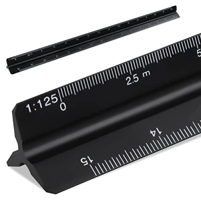Imagen de Escalimetro 30 cm, Regla de Escala Triangular 1:20, 1:25, 1:50, 1:75, 1:100, 1:125, Negro
