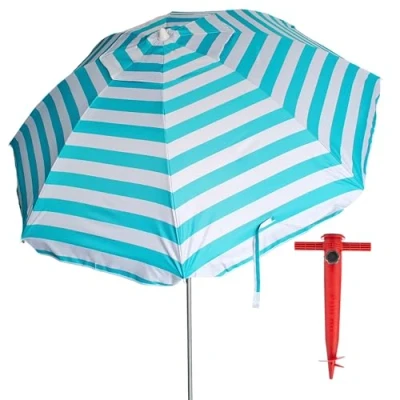 Imagen de Pincho Sombrilla Playa Grande 220cm, Antiviento hasta 35km/h, Proteccion UV50+, Aluminio, 8+8 Varillas de Fibra, Ventana Superior, Inclinable, Ligera, Bolsa Transporte (COLOR 3)
