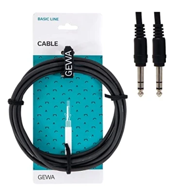 Imagen de GEWA Cable de interconexión Basic Line 0,6 m, negro, toma estéreo 6,3 mm mm, 190335