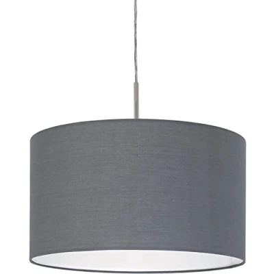 Imagen de Eglo lámpara de suspensión PASTERI, colgante textil con 1 bombilla, acero y tela, color níquel mate, gris, casquillo E27, diámetro 38 cm