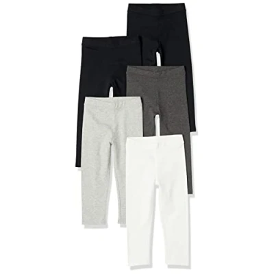 Imagen de Amazon Essentials Leggings Niña, Pack de 5, Blanco/Gris Claro/Gris Oscuro/Negro, 6 7 años