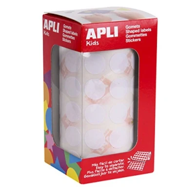 Imagen de APLI Kids 11904 Rollo de gomets redondos, color blanco, 15 mm