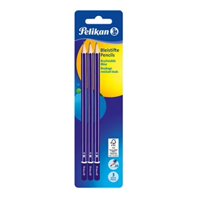 Imagen de Pelikan 3 Lápices Grafito B, Madera, Forma Hexagonal Ergonómica, Material Escolar, Oficina, Papelería