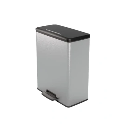 Imagen de Curver Papelera Deco Rectangle 65L, gris metalizado, para cocina, lavadero, garaje, 486 x 284 615 mm, PP 100% reciclado(version antigua)