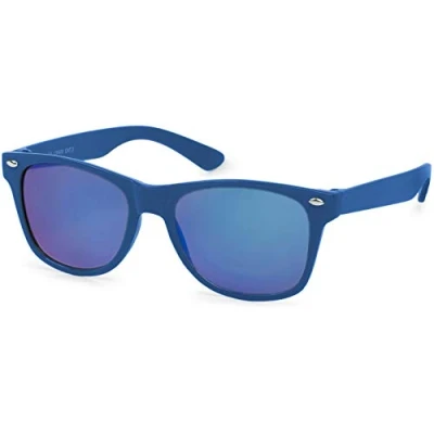 Imagen de styleBREAKER Gafas de sol Kids Nerd con montura plástico y lentes policarbonato, diseño clásico retro 09020056, color:Marco del espejo azul/vidrio azul
