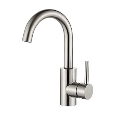 Imagen de GRIFEMA G1002A Grifo de Lavabo Alto, Mezclador Monomando Baño Giratorio a 360, Cold Start, 10% Ahorro Energía, Acero Inoxidable Cepillado, Gris